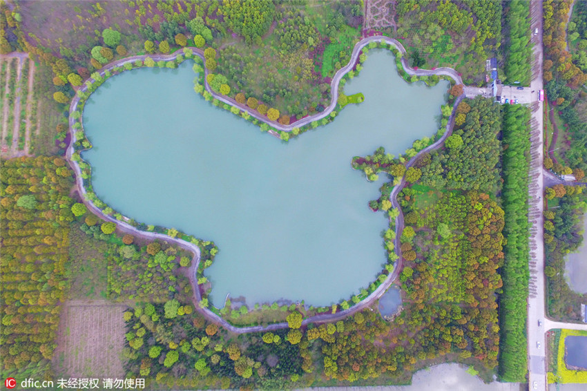 Luftbilder: Künstlicher See in Form Chinas