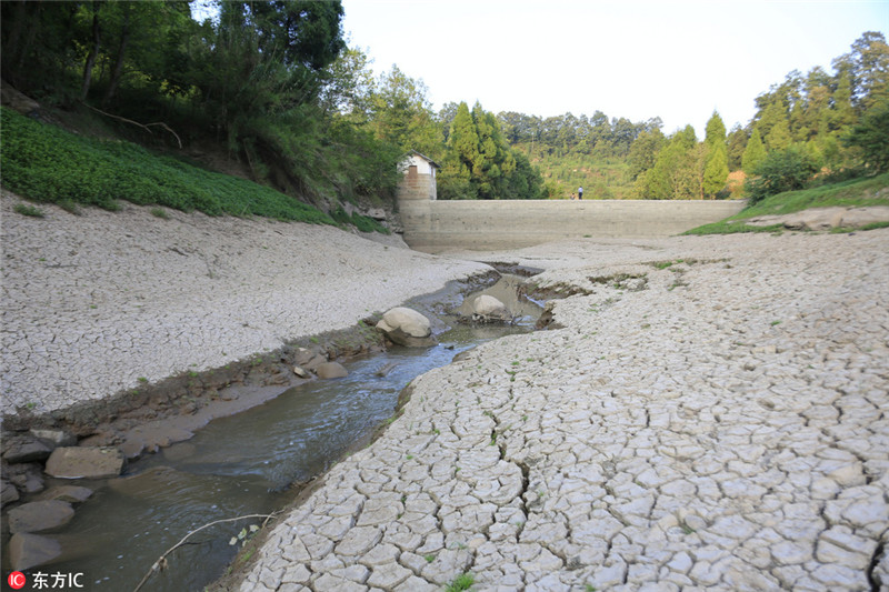 Dürre in Chongqing l?sst Flussbett austrocknen