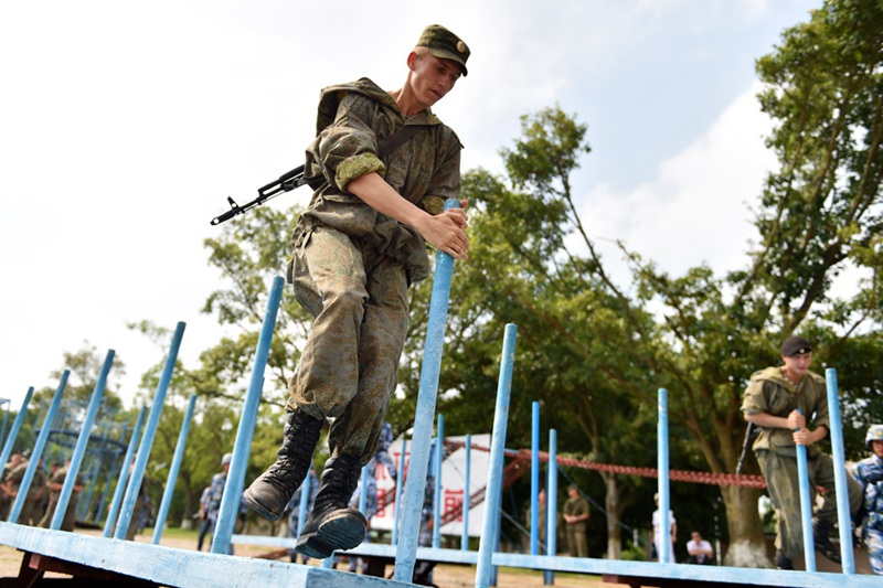 Gemeinsame übung der chinesischen und russischen Marineinfanterien