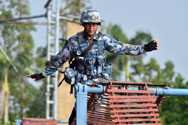 Gemeinsame übung der chinesischen und russischen Marineinfanterien