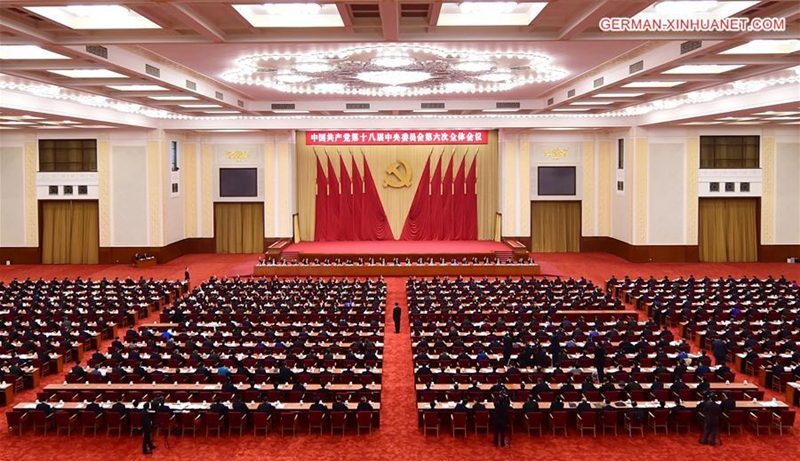 6. Plenarsitzung des 18. Zentralkomitees in Beijing abgehalten