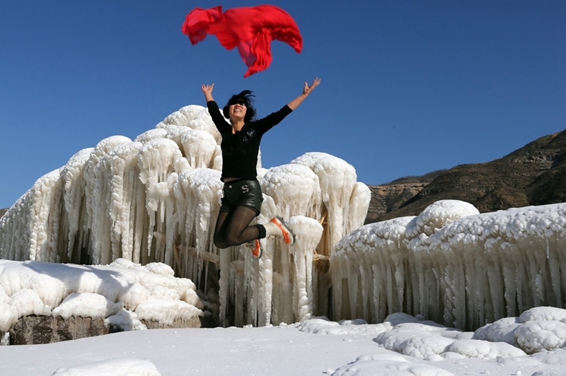 Hukou-Wasserfall im Winter