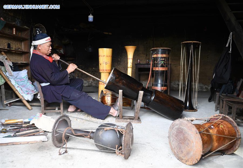 Nationales immaterielles Kulturerbe: Huangni-Trommeltanz in Guangxi