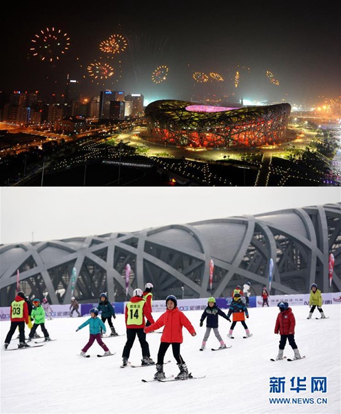 Austragungsorte der Olympischen Spiele in Beijing: gestern und heute