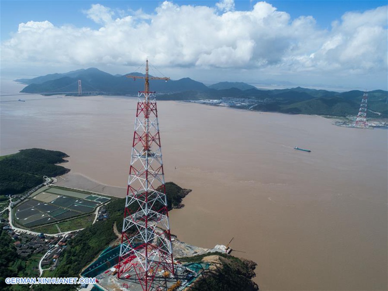 Hochspannungsleitungsprojekt zwischen Zhoushan und Ningbo voraussichtlich Ende Okotober fertiggestellt