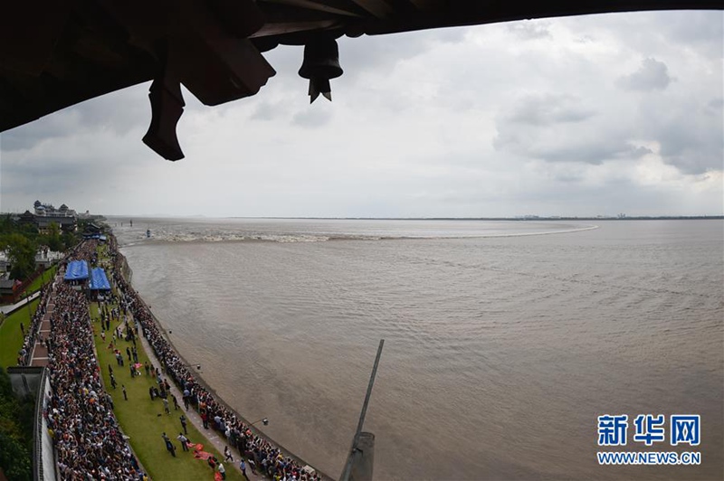 Gezeitenwelle am Qiantang-Fluss