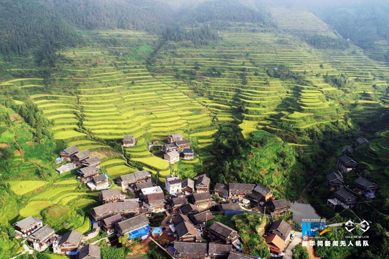 Luftaufnahme: Sch?ne Herbstlandschaft in Guangxi