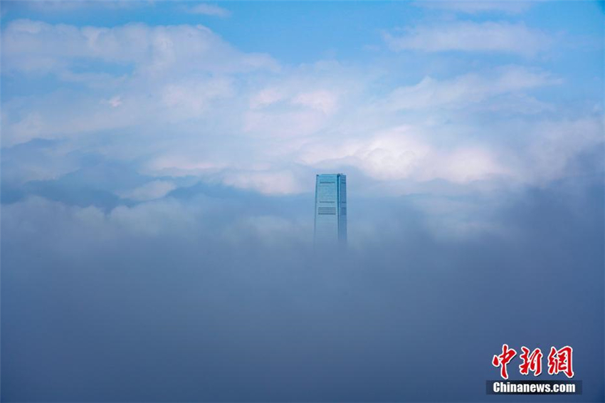 Nebel verwandelt Victoria Harbour in ein Wunderland