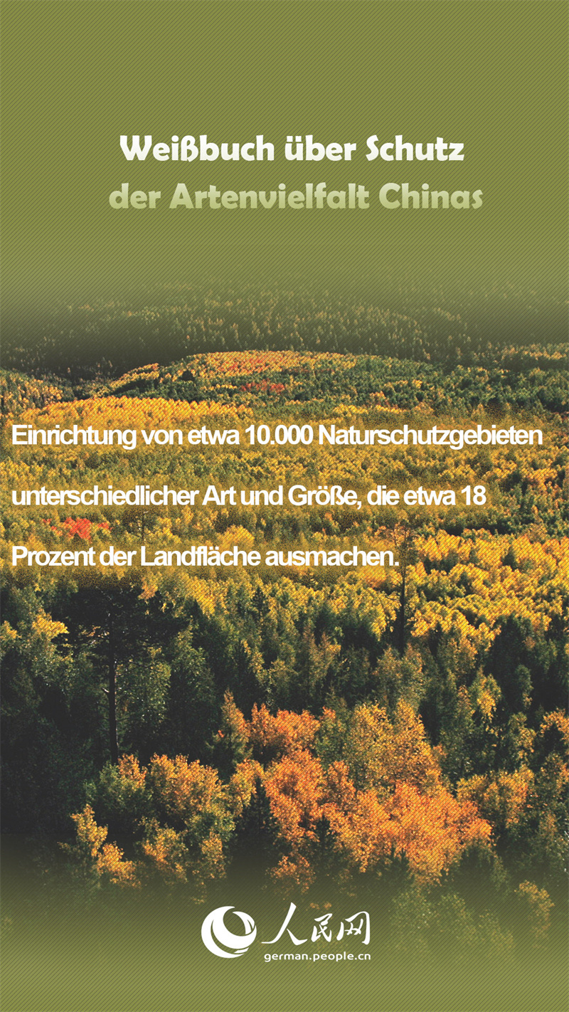 Wei?buch über Schutz der Artenvielfalt Chinas in Zahlen