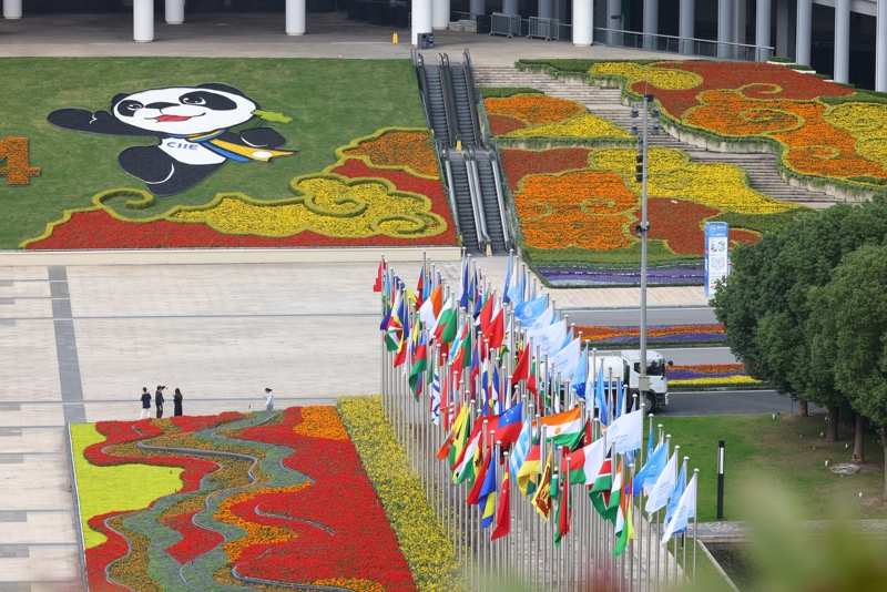 Bunte Blumendekoration zur 7. CIIE in Shanghai