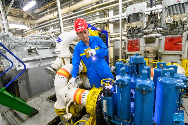 Riesiger chinesischer Bagger hilft beim Hafenbau in Malaysia