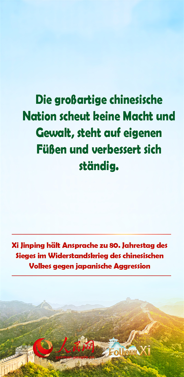 Kernaussagen von Xis Ansprache zum 80. Jahrestag des Sieges im Widerstandskrieg des chinesischen Volkes gegen die japanische Aggression